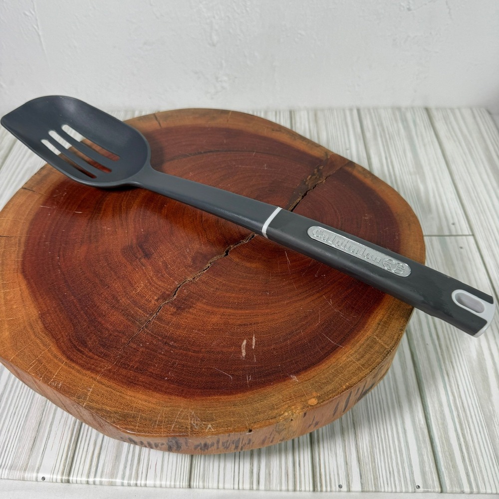 Calphalon Nylon Slotted Spoon 13" Dark Gray Angled Kitchen Cooking Utensil